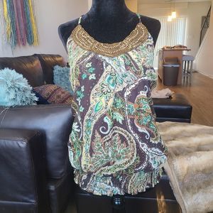 VINTAGE Studio Y Millennial Y2K 2000s Bohemian  OC Halter Top Small